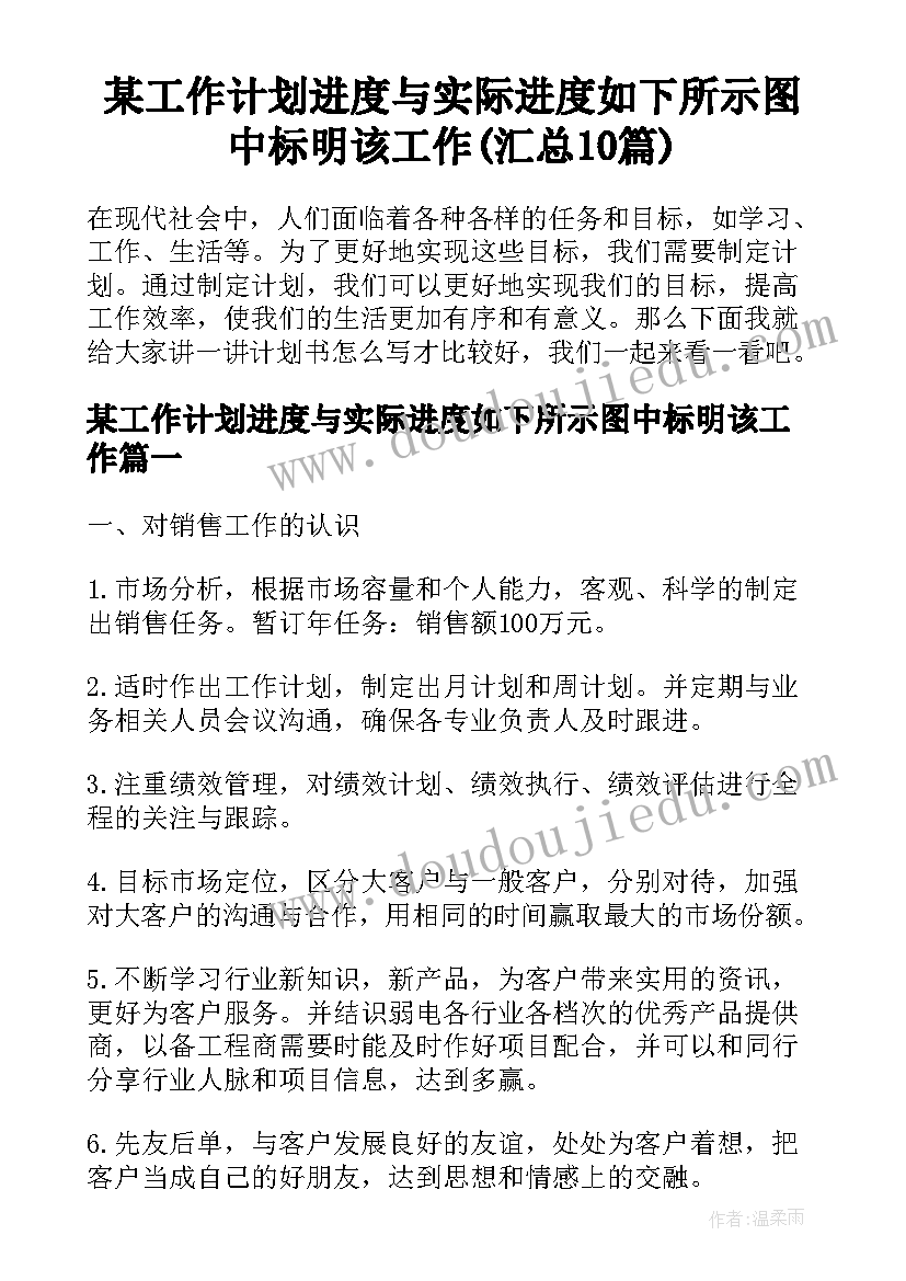 某工作计划进度与实际进度如下所示图中标明该工作(汇总10篇)