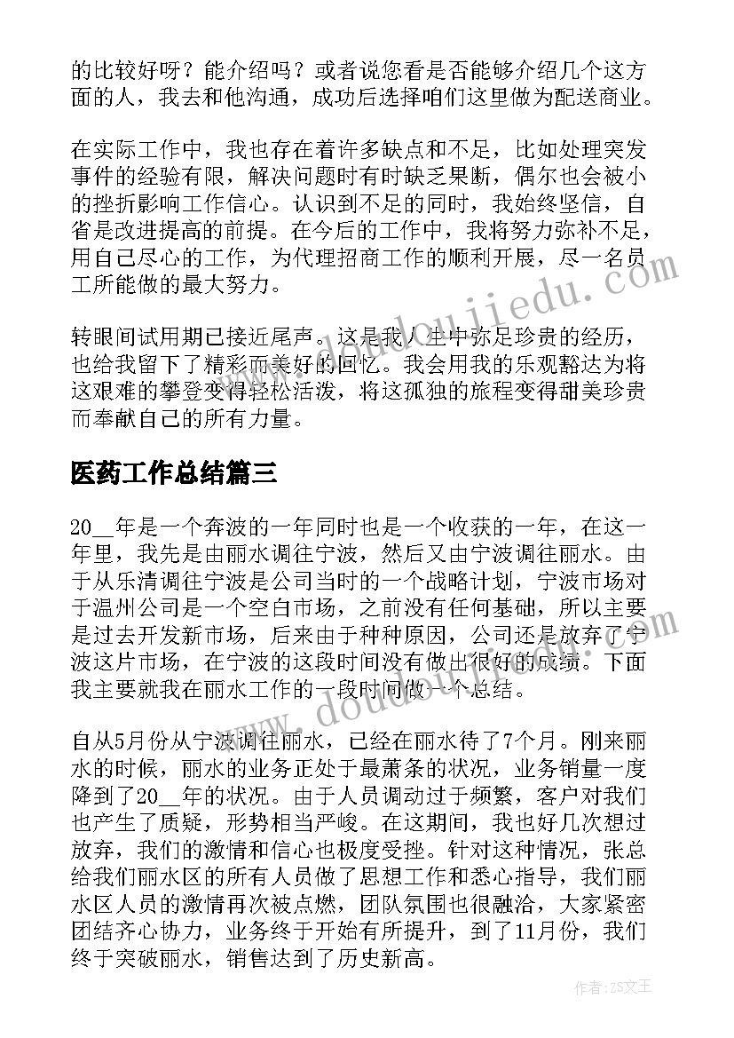 2023年医药工作总结(模板10篇)