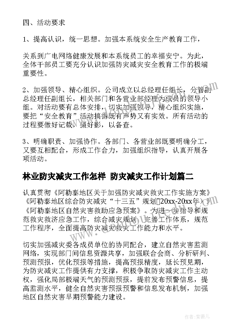 最新林业防灾减灾工作怎样 防灾减灾工作计划(优质8篇)