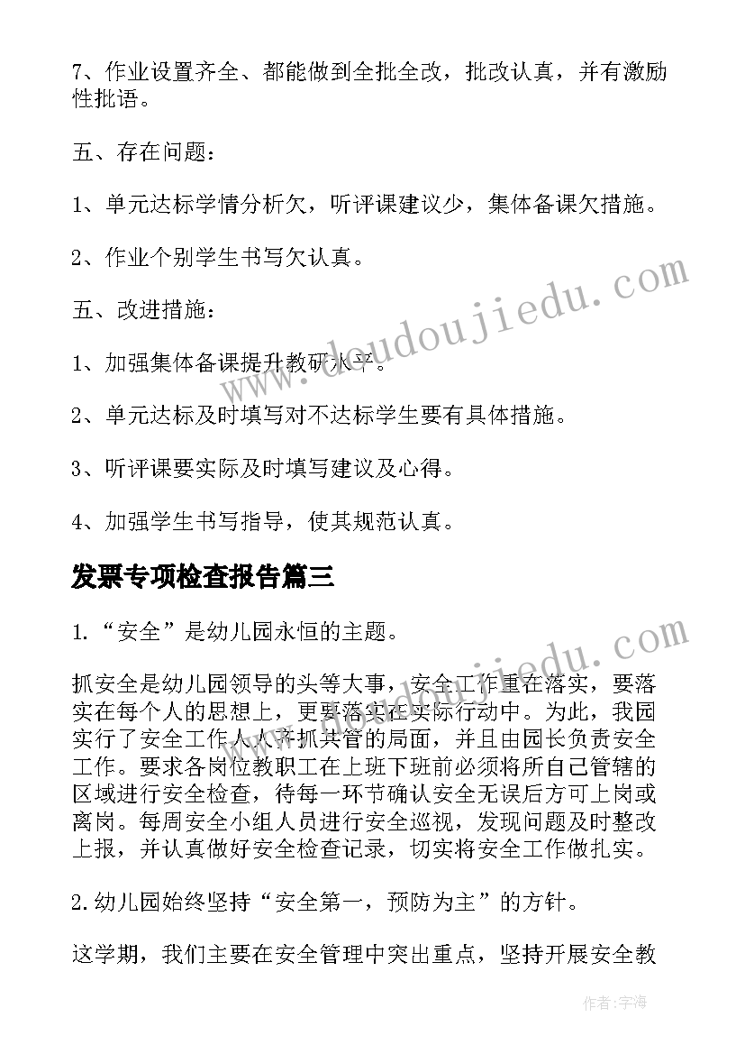 发票专项检查报告(实用5篇)