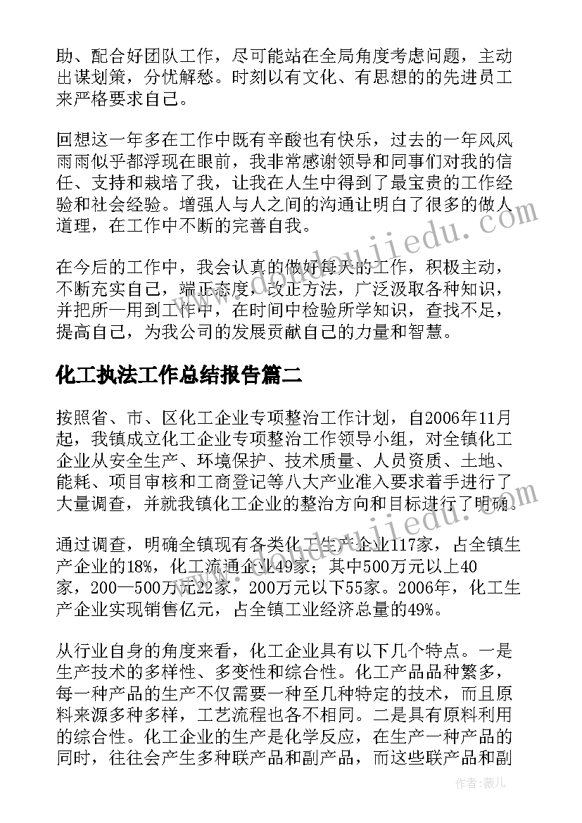 2023年化工执法工作总结报告(精选5篇)