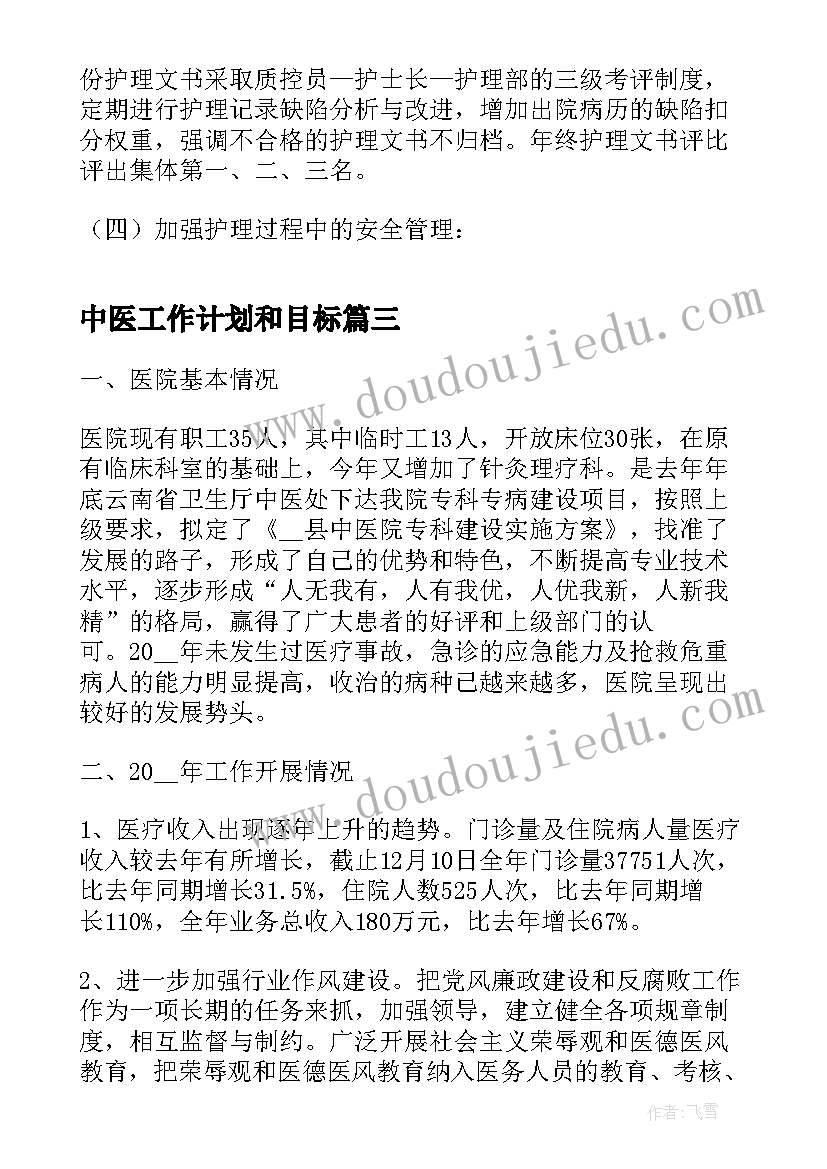 2023年中医工作计划和目标(汇总5篇)