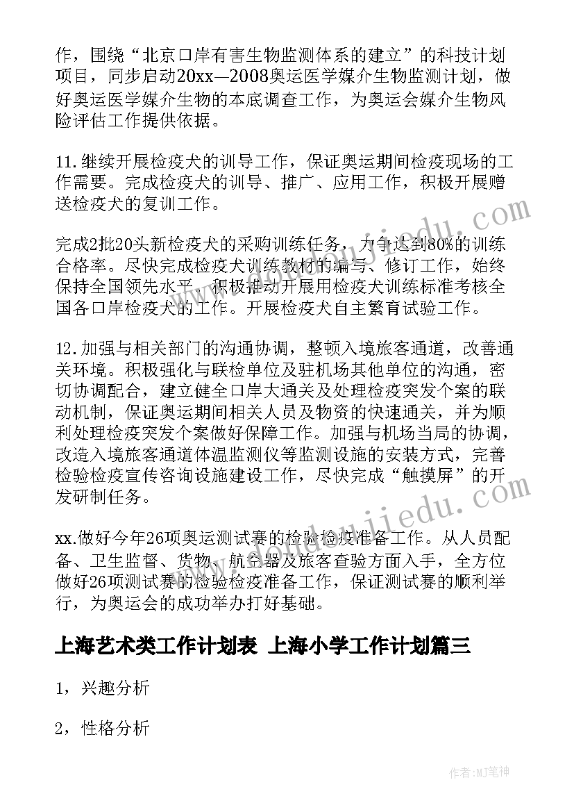 2023年上海艺术类工作计划表 上海小学工作计划(优秀5篇)