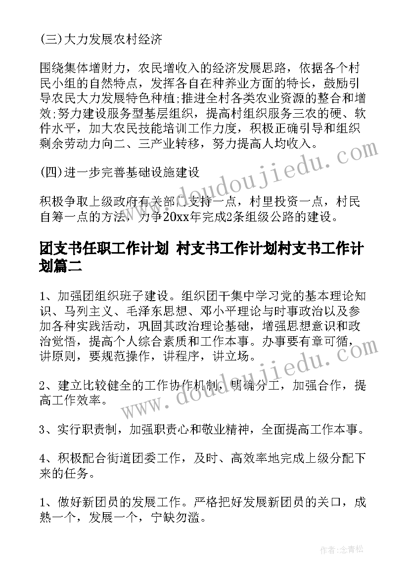 团支书任职工作计划 村支书工作计划村支书工作计划(优秀6篇)