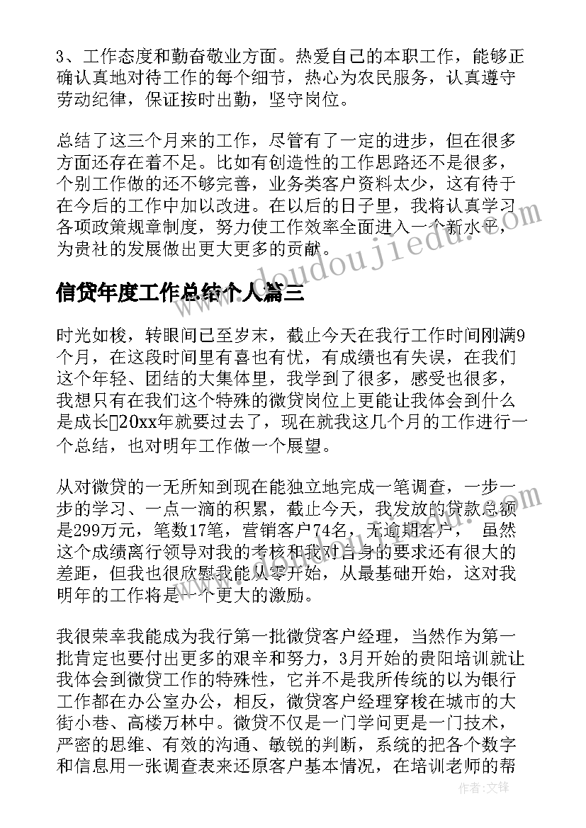 最新信贷年度工作总结个人(模板9篇)