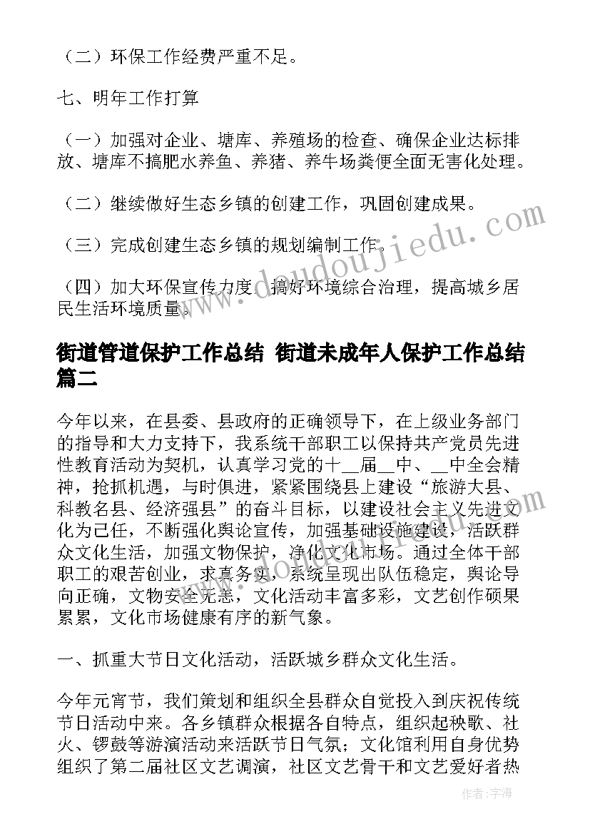 街道管道保护工作总结 街道未成年人保护工作总结(大全5篇)