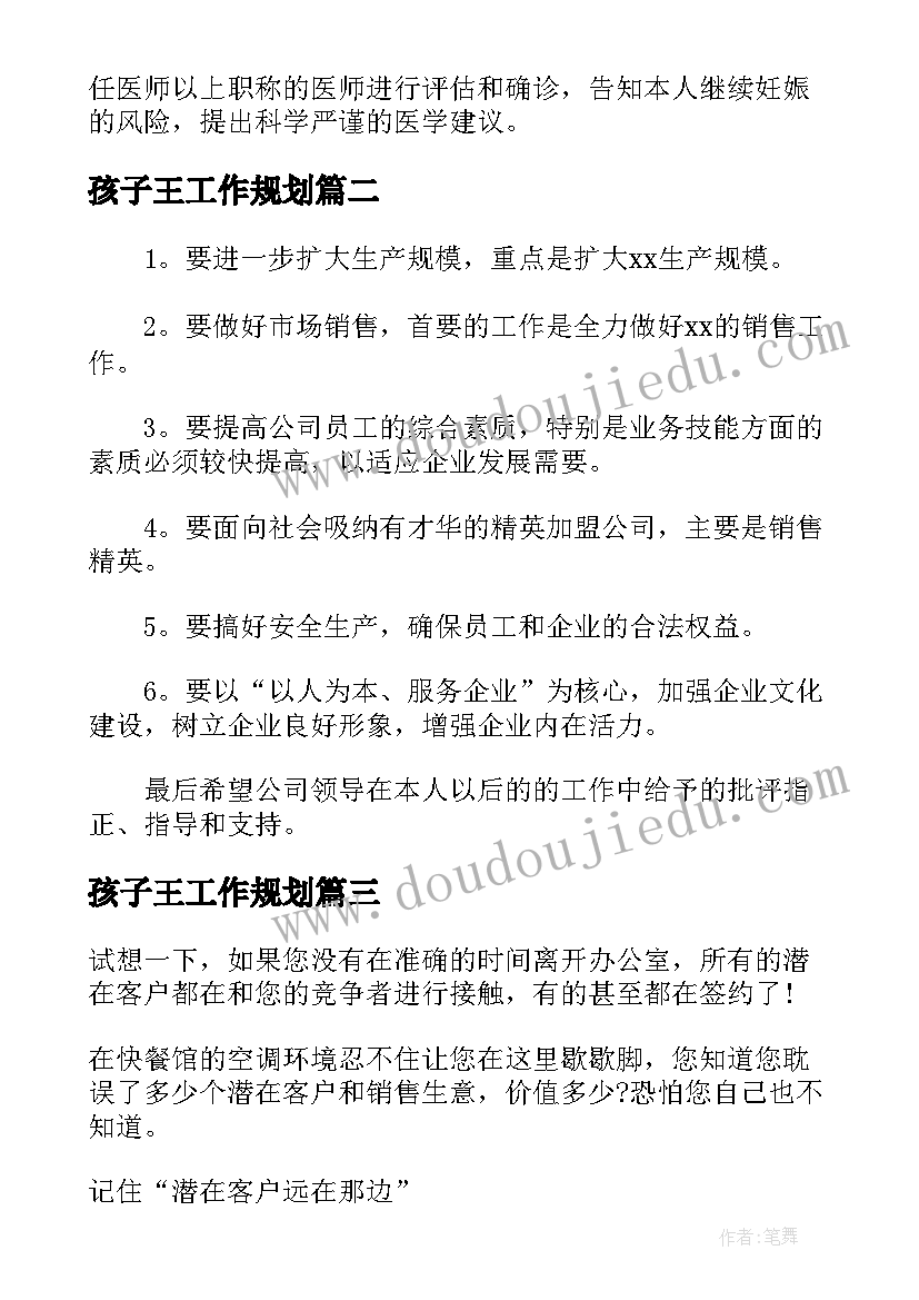 2023年孩子王工作规划(实用5篇)