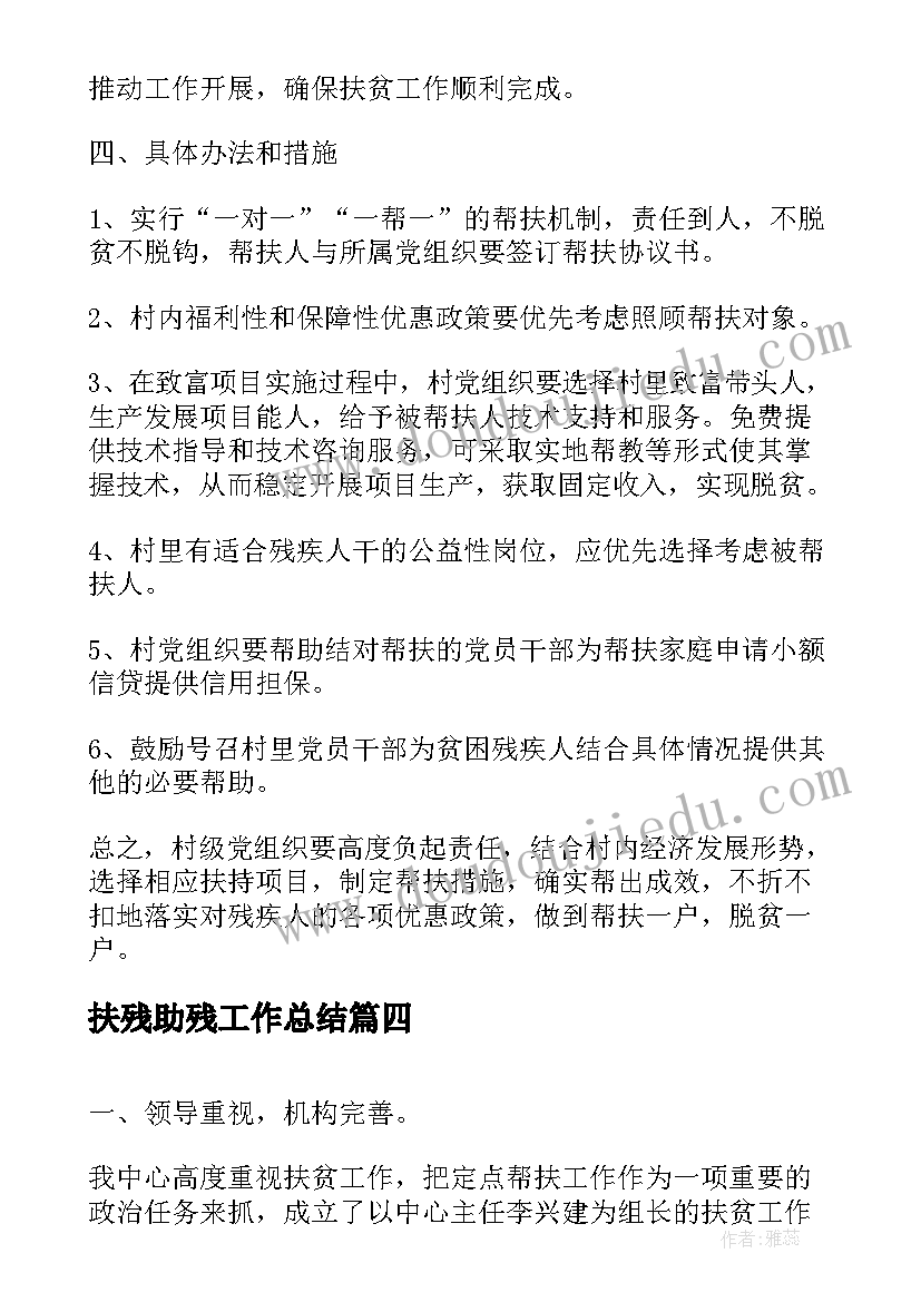 2023年扶残助残工作总结(通用9篇)