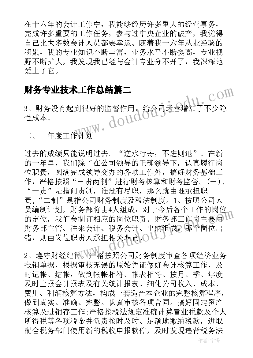 2023年财务专业技术工作总结(通用5篇)