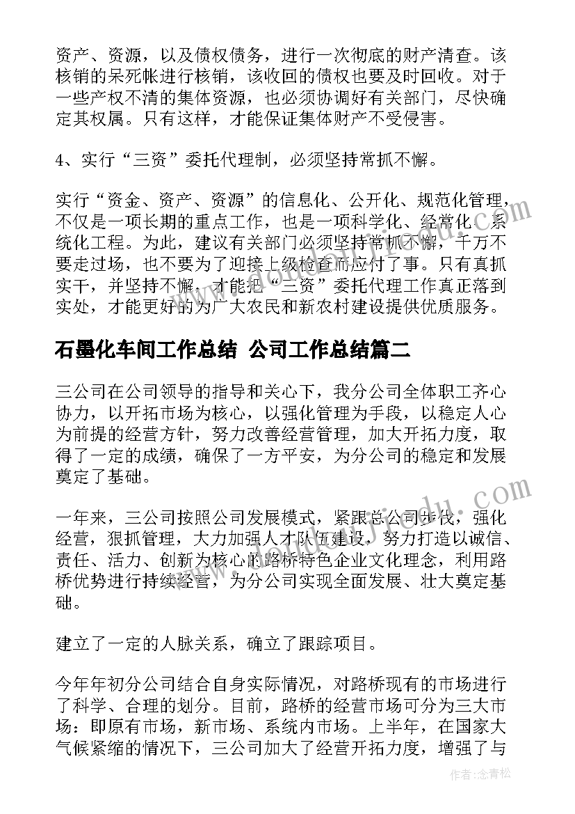 2023年石墨化车间工作总结 公司工作总结(汇总10篇)