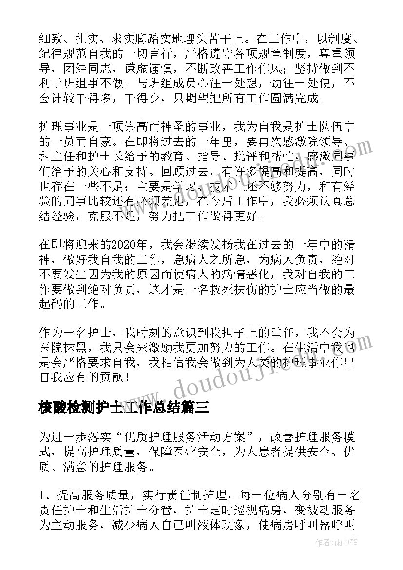 2023年核酸检测护士工作总结(精选9篇)