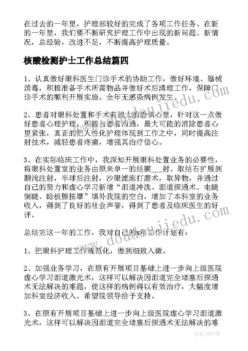 2023年核酸检测护士工作总结(精选9篇)