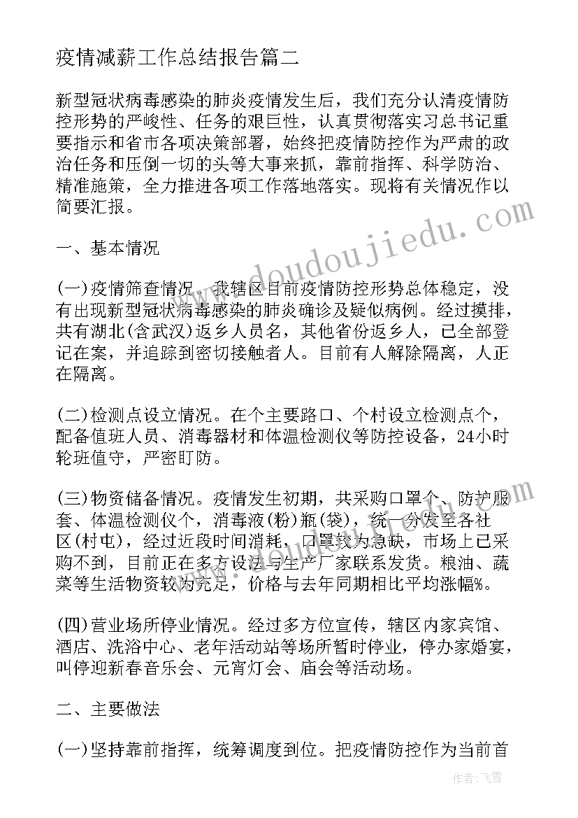 最新疫情减薪工作总结报告(优质9篇)