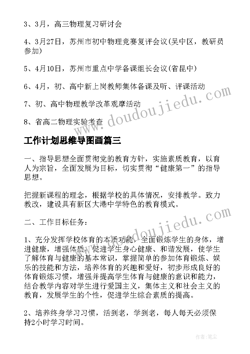 最新工作计划思维导图画(通用7篇)