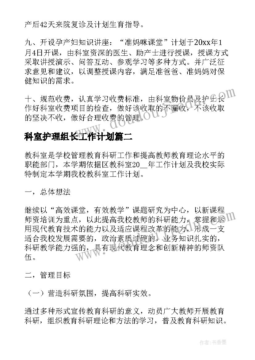 2023年科室护理组长工作计划(汇总6篇)