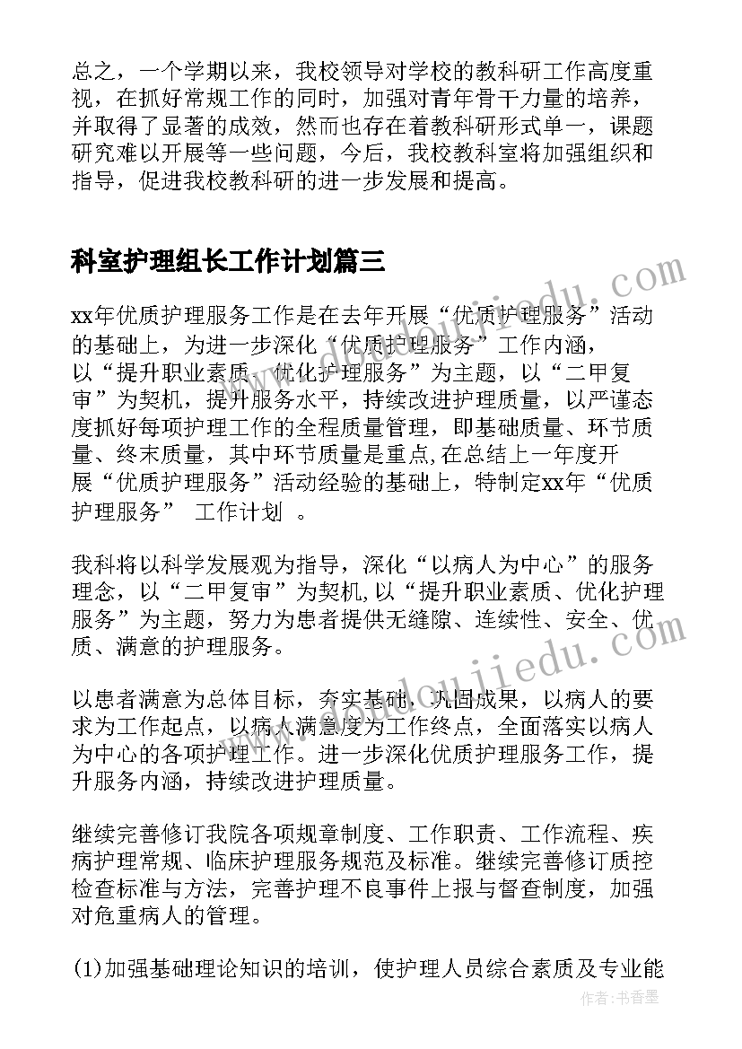 2023年科室护理组长工作计划(汇总6篇)