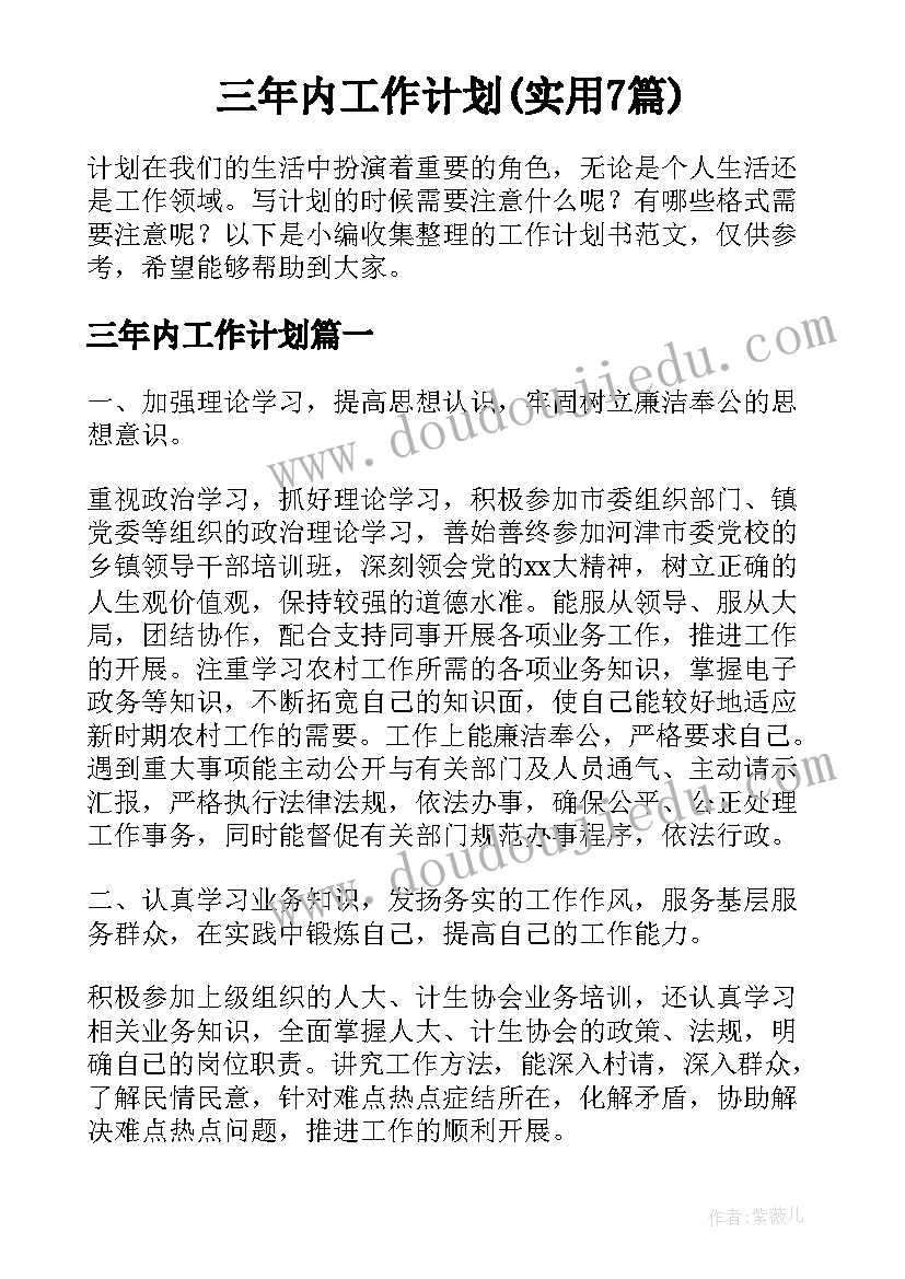 三年内工作计划(实用7篇)