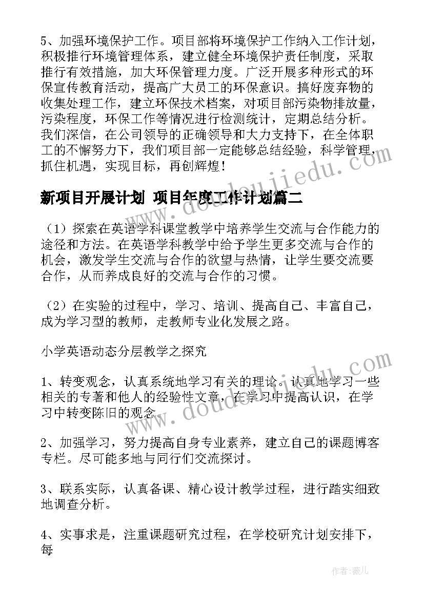 2023年新项目开展计划 项目年度工作计划(汇总5篇)