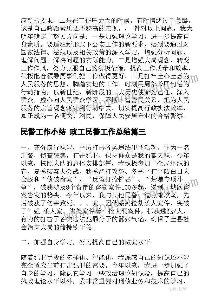 民警工作小结 政工民警工作总结(大全6篇)