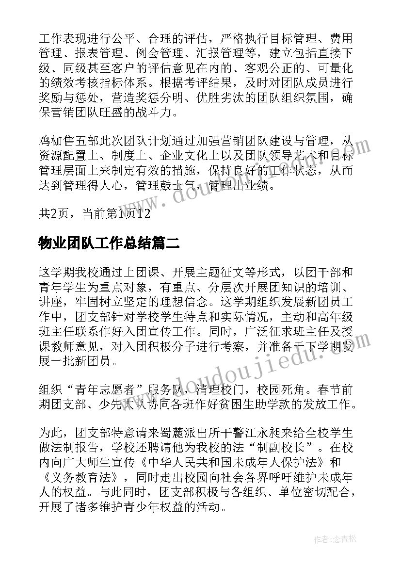 2023年物业团队工作总结(通用6篇)