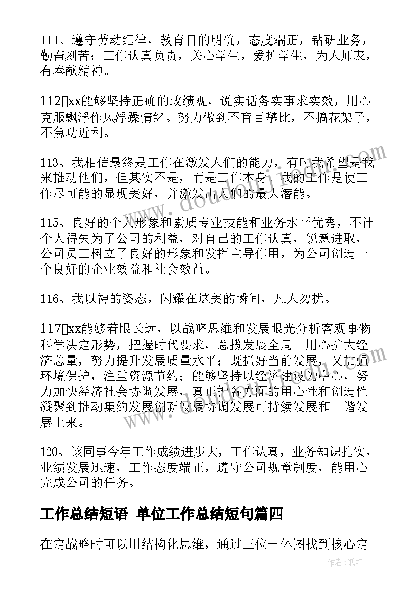 2023年工作总结短语 单位工作总结短句(精选5篇)