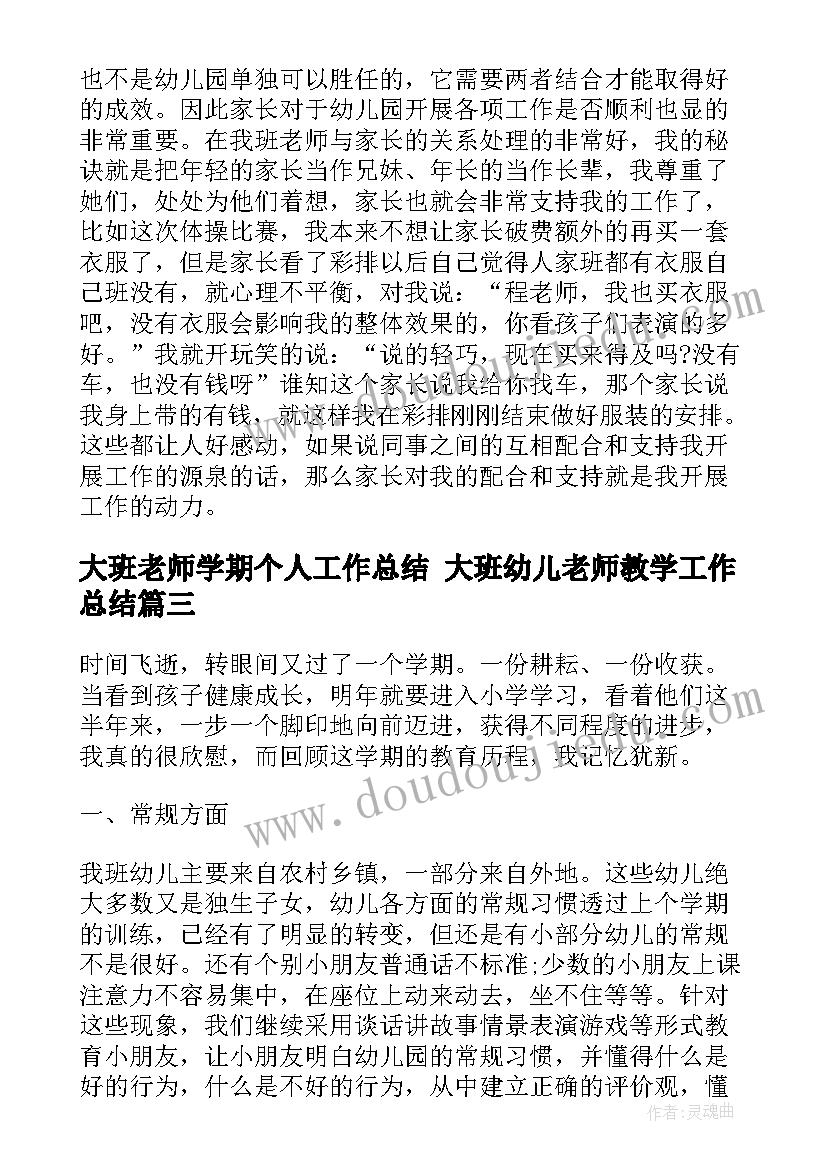 2023年大班老师学期个人工作总结 大班幼儿老师教学工作总结(实用5篇)