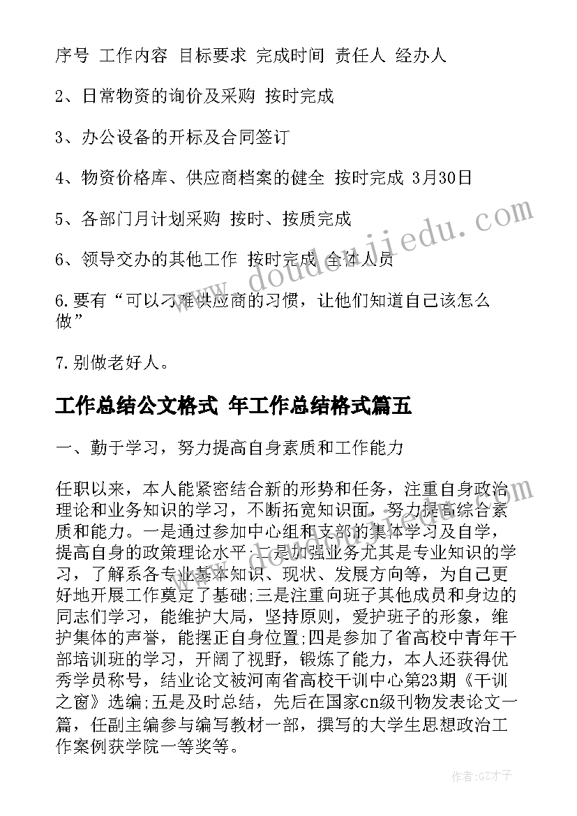 2023年工作总结公文格式 年工作总结格式(模板6篇)