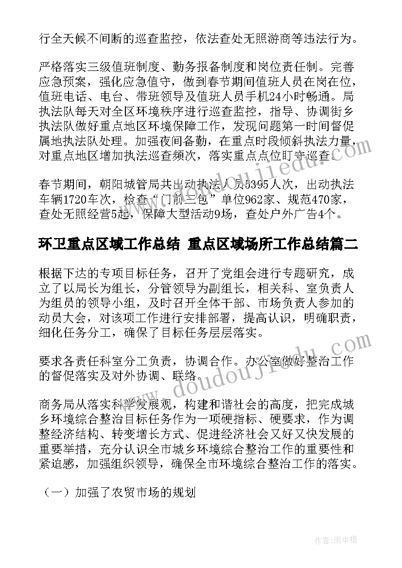 环卫重点区域工作总结 重点区域场所工作总结(通用5篇)