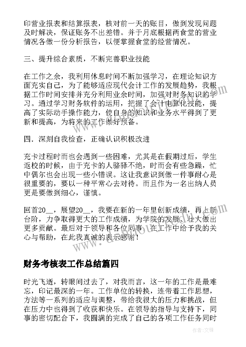 最新财务考核表工作总结(精选8篇)