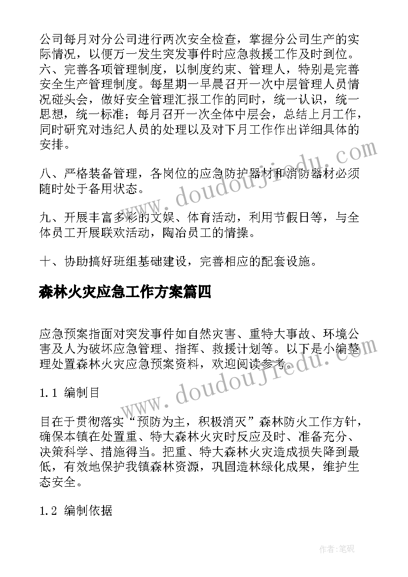 2023年森林火灾应急工作方案(精选10篇)