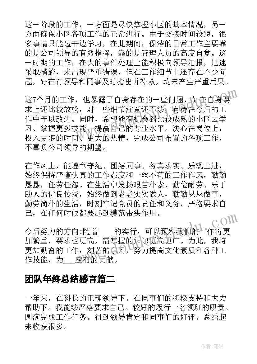 2023年团队年终总结感言(优秀7篇)