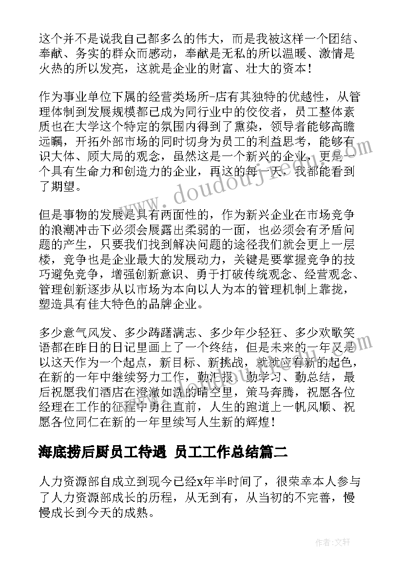 2023年海底捞后厨员工待遇 员工工作总结(实用5篇)