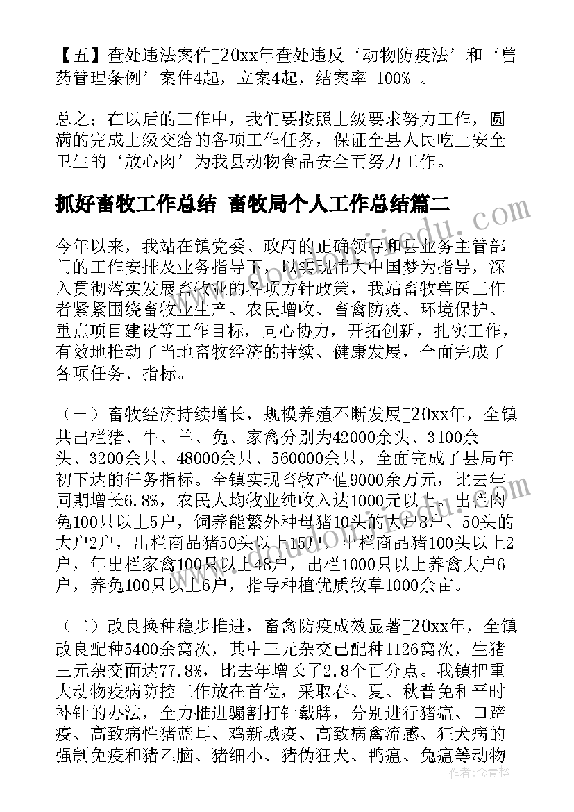 2023年抓好畜牧工作总结 畜牧局个人工作总结(大全6篇)