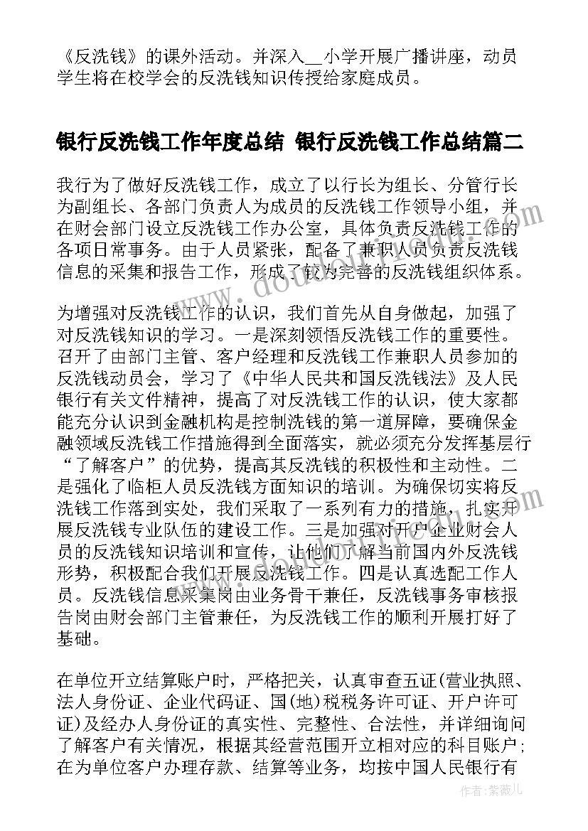 最新银行反洗钱工作年度总结 银行反洗钱工作总结(汇总6篇)