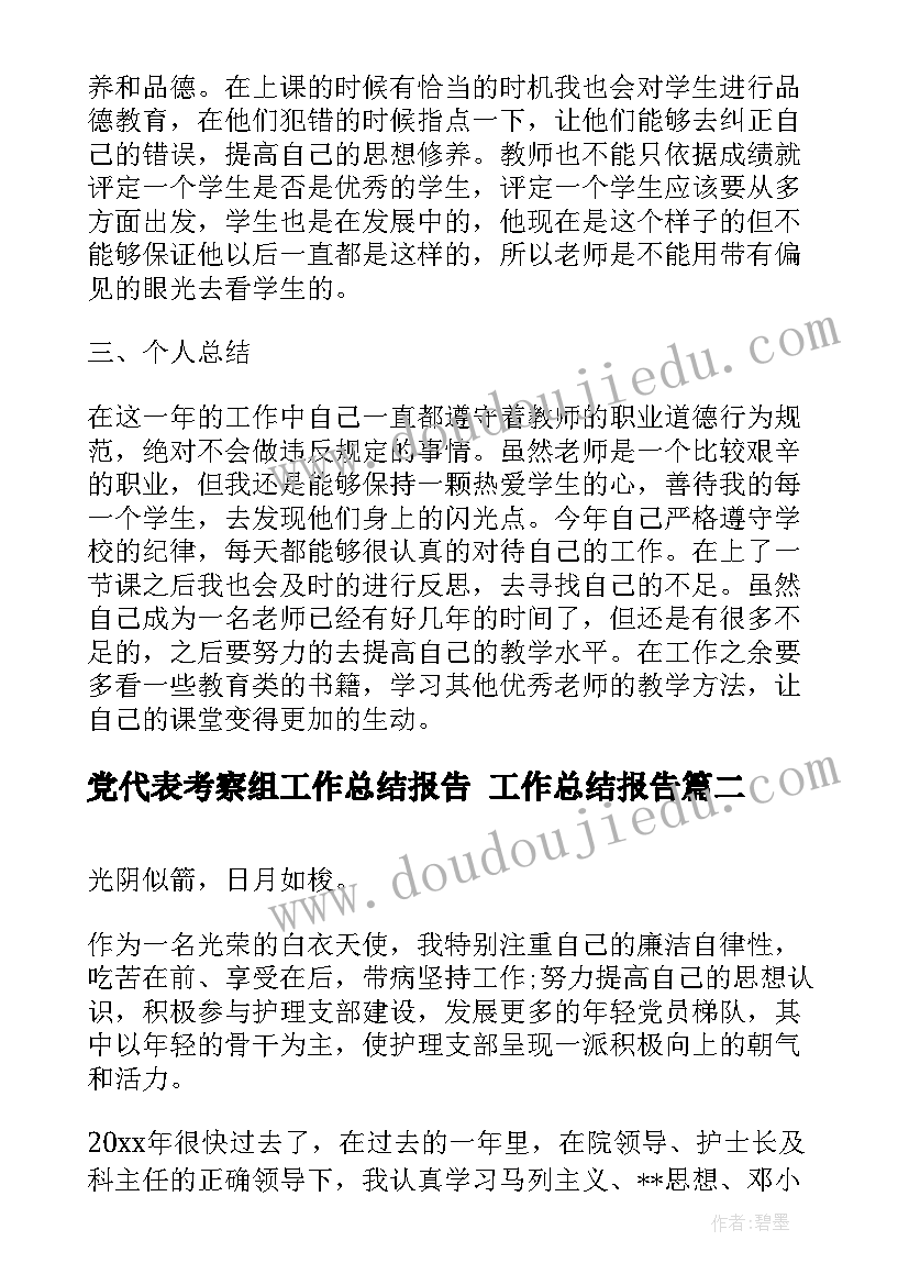 党代表考察组工作总结报告 工作总结报告(精选5篇)