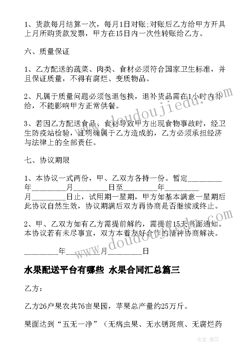 水果配送平台有哪些 水果合同(汇总8篇)