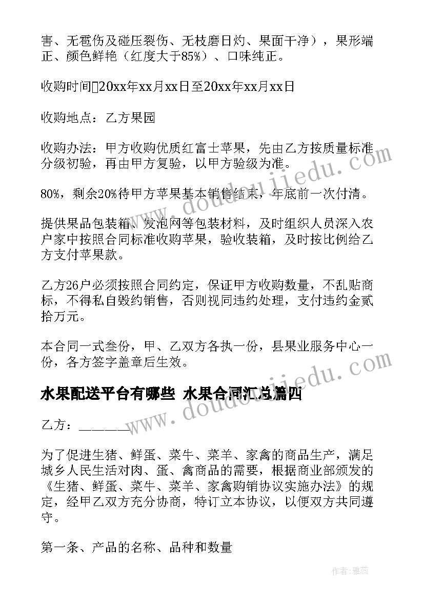 水果配送平台有哪些 水果合同(汇总8篇)