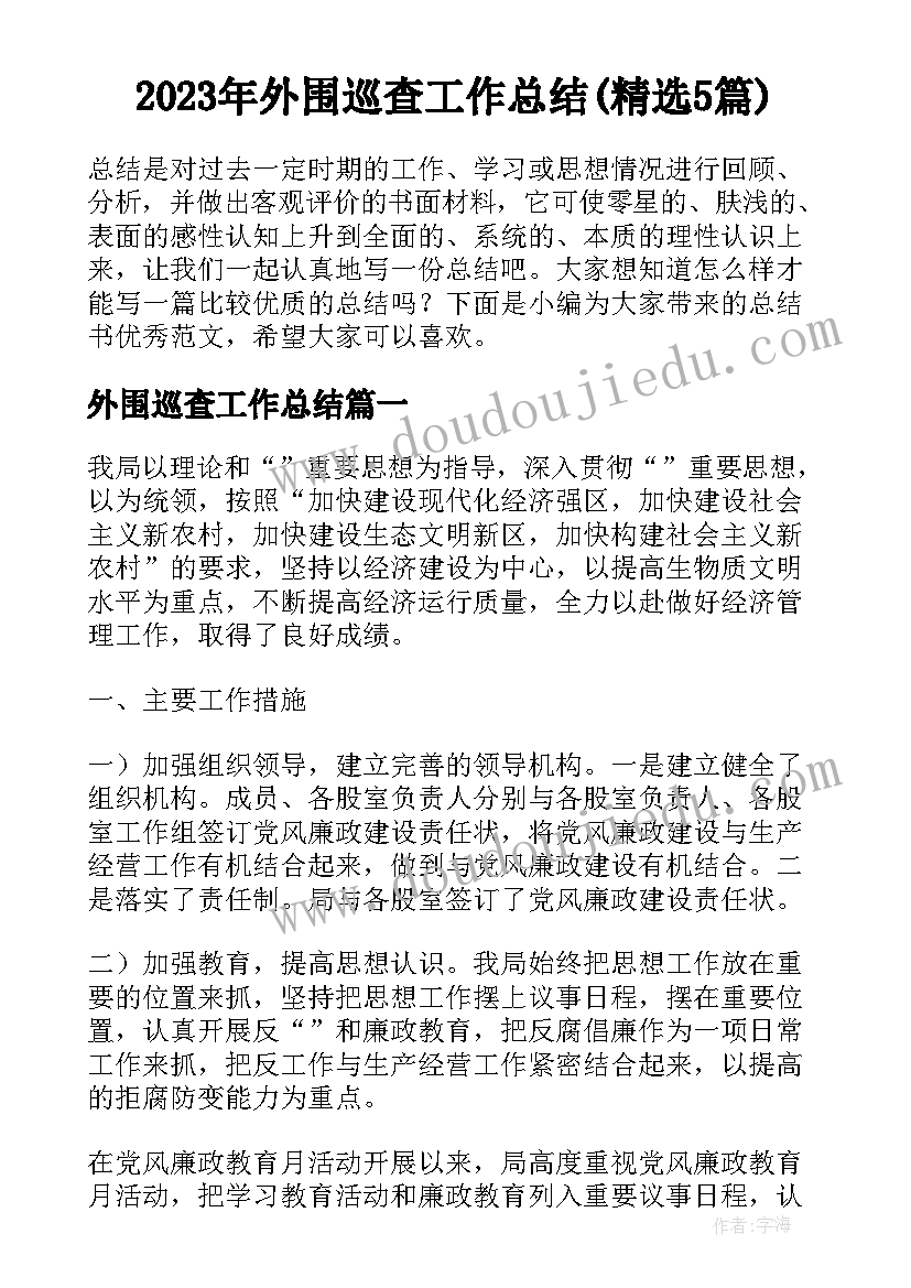 2023年外围巡查工作总结(精选5篇)