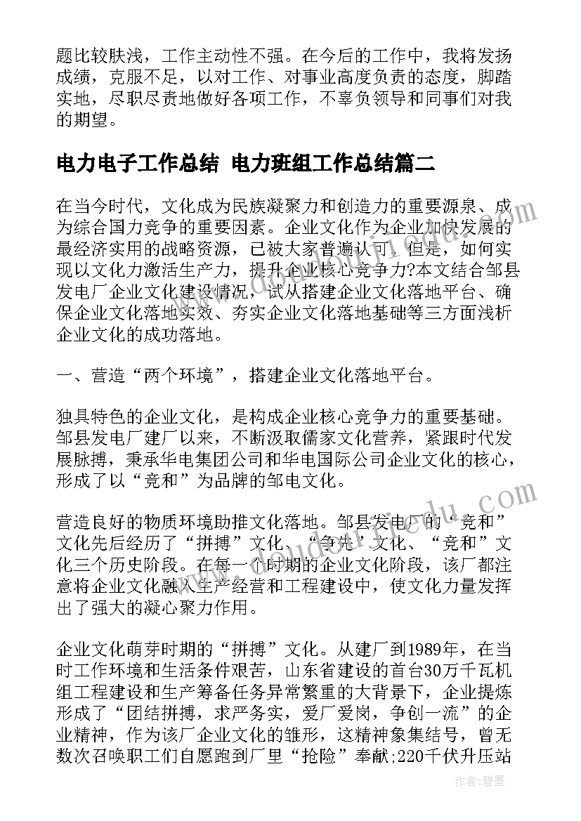 2023年电力电子工作总结 电力班组工作总结(精选8篇)