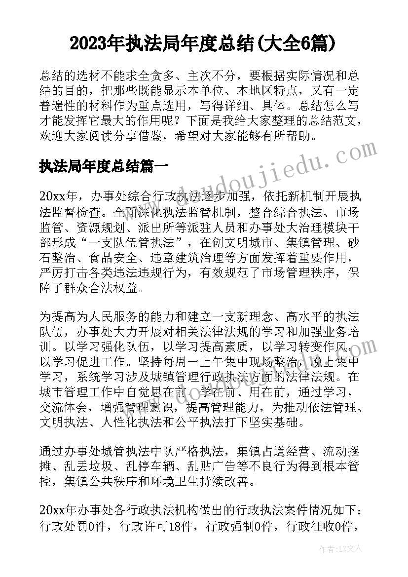 2023年执法局年度总结(大全6篇)