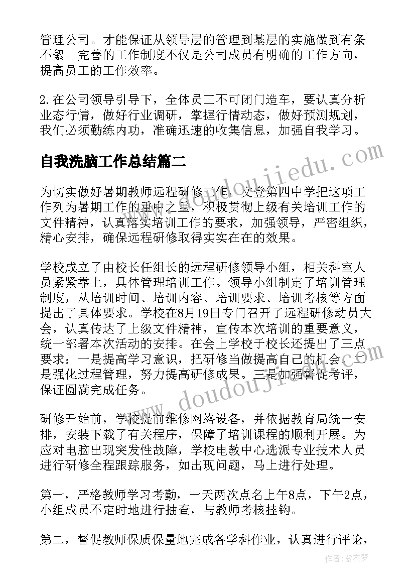 自我洗脑工作总结(优质9篇)