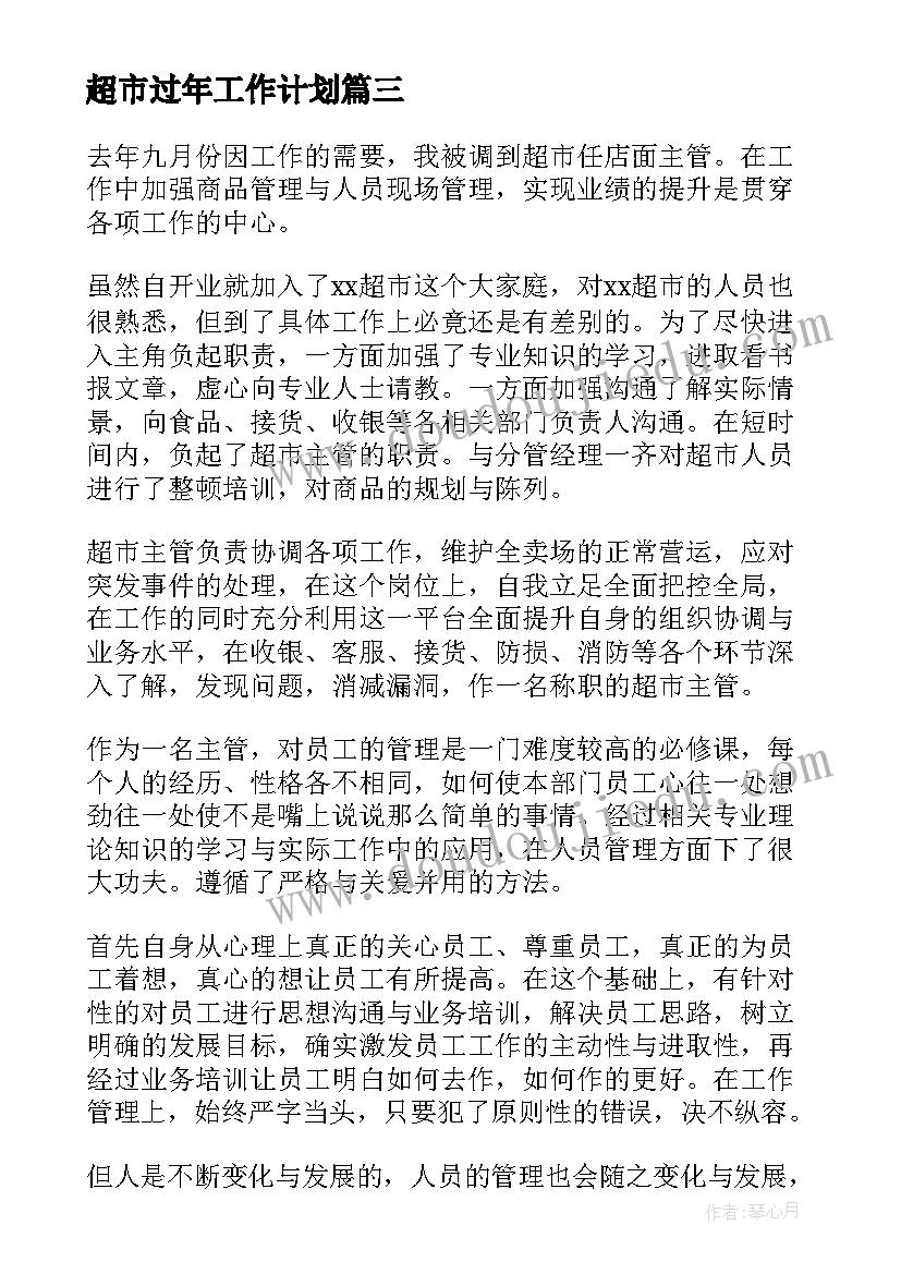 最新超市过年工作计划(大全6篇)