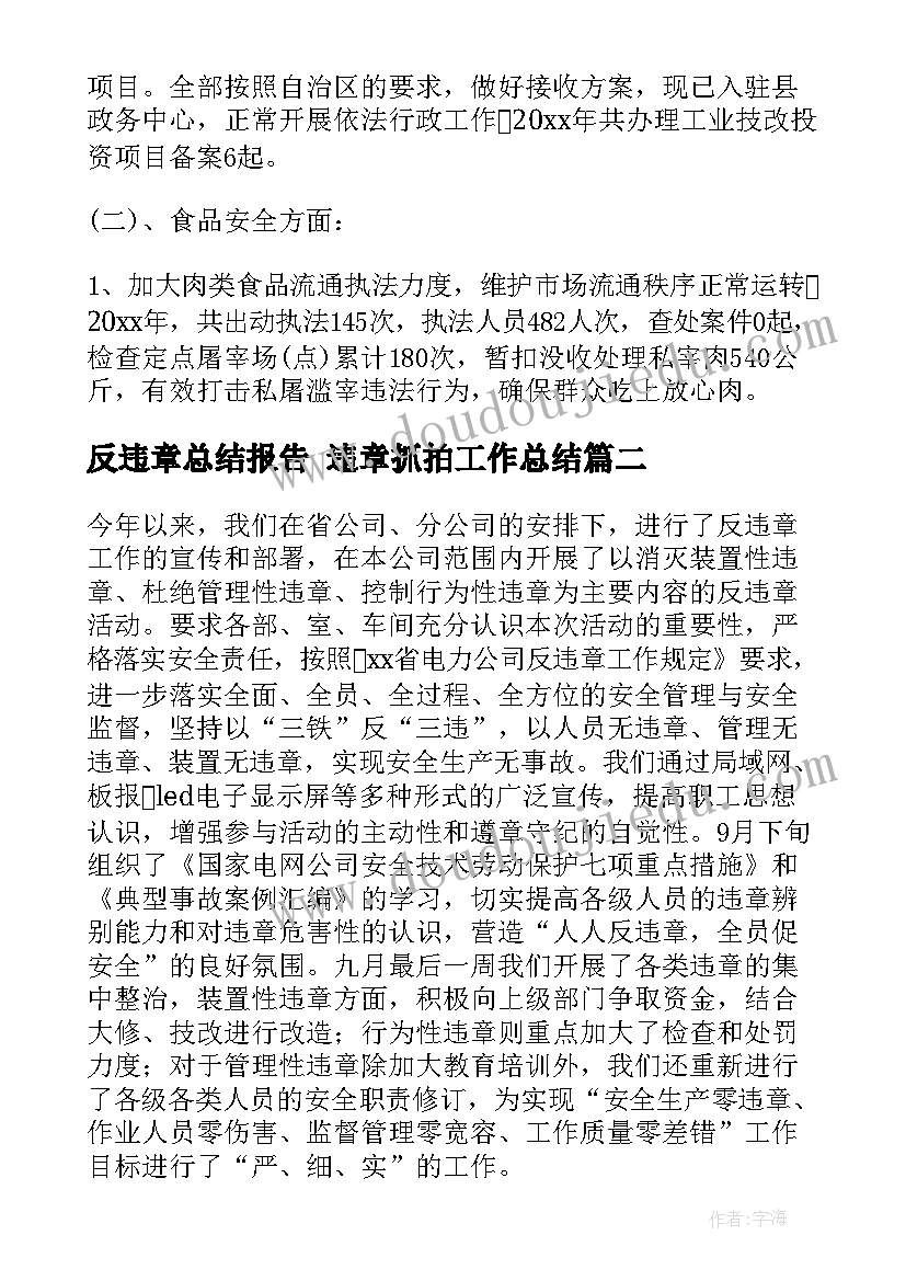 最新反违章总结报告 违章抓拍工作总结(实用6篇)