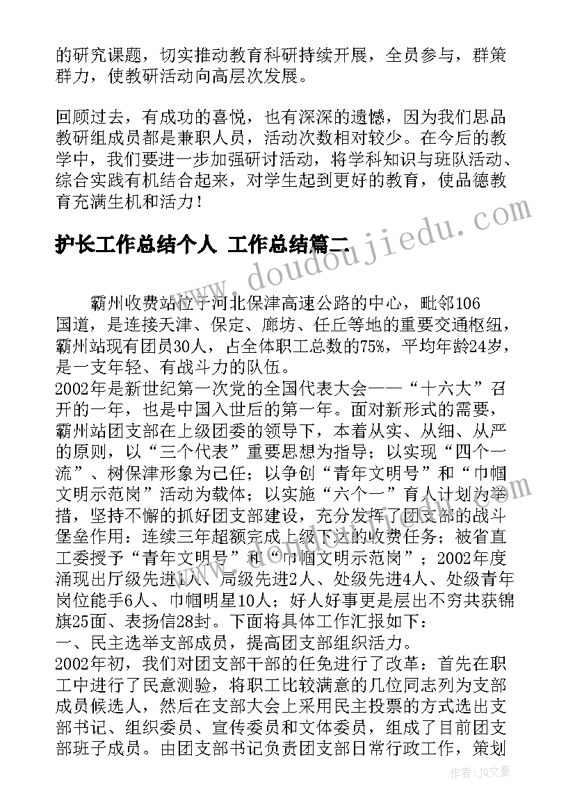 最新护长工作总结个人 工作总结(优质7篇)