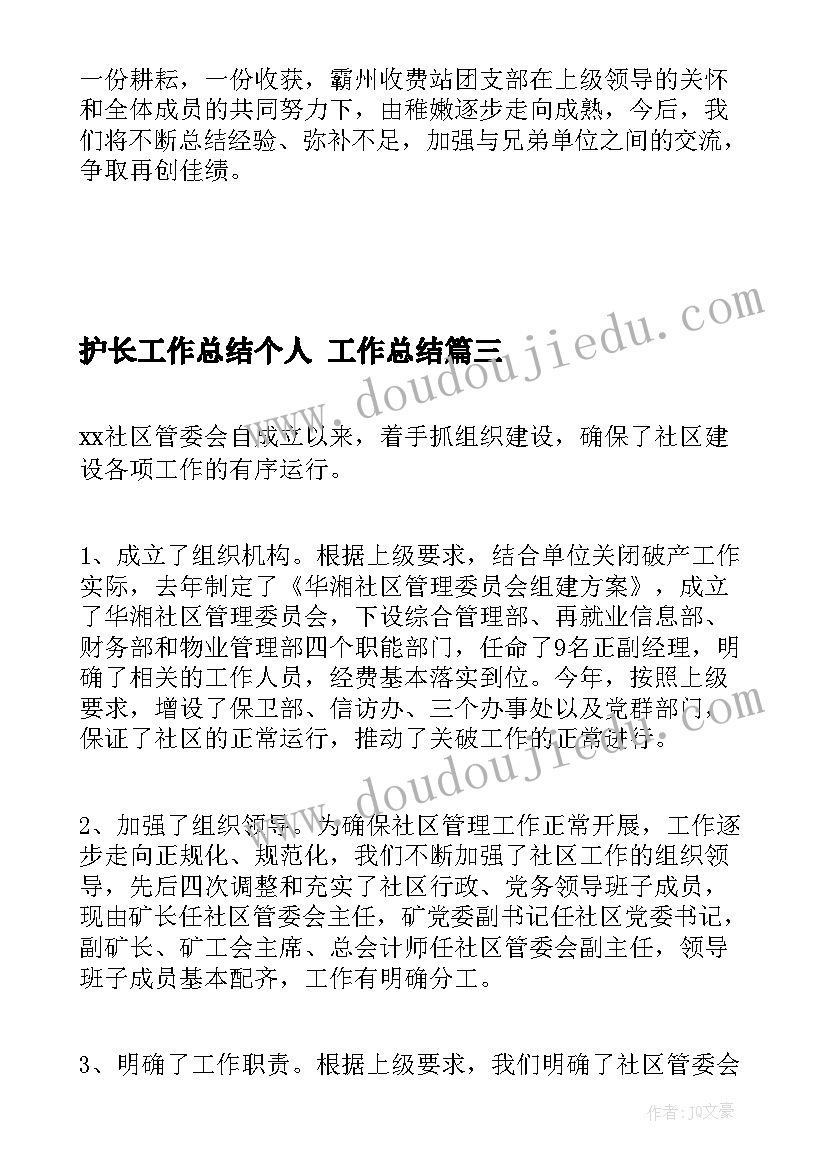 最新护长工作总结个人 工作总结(优质7篇)