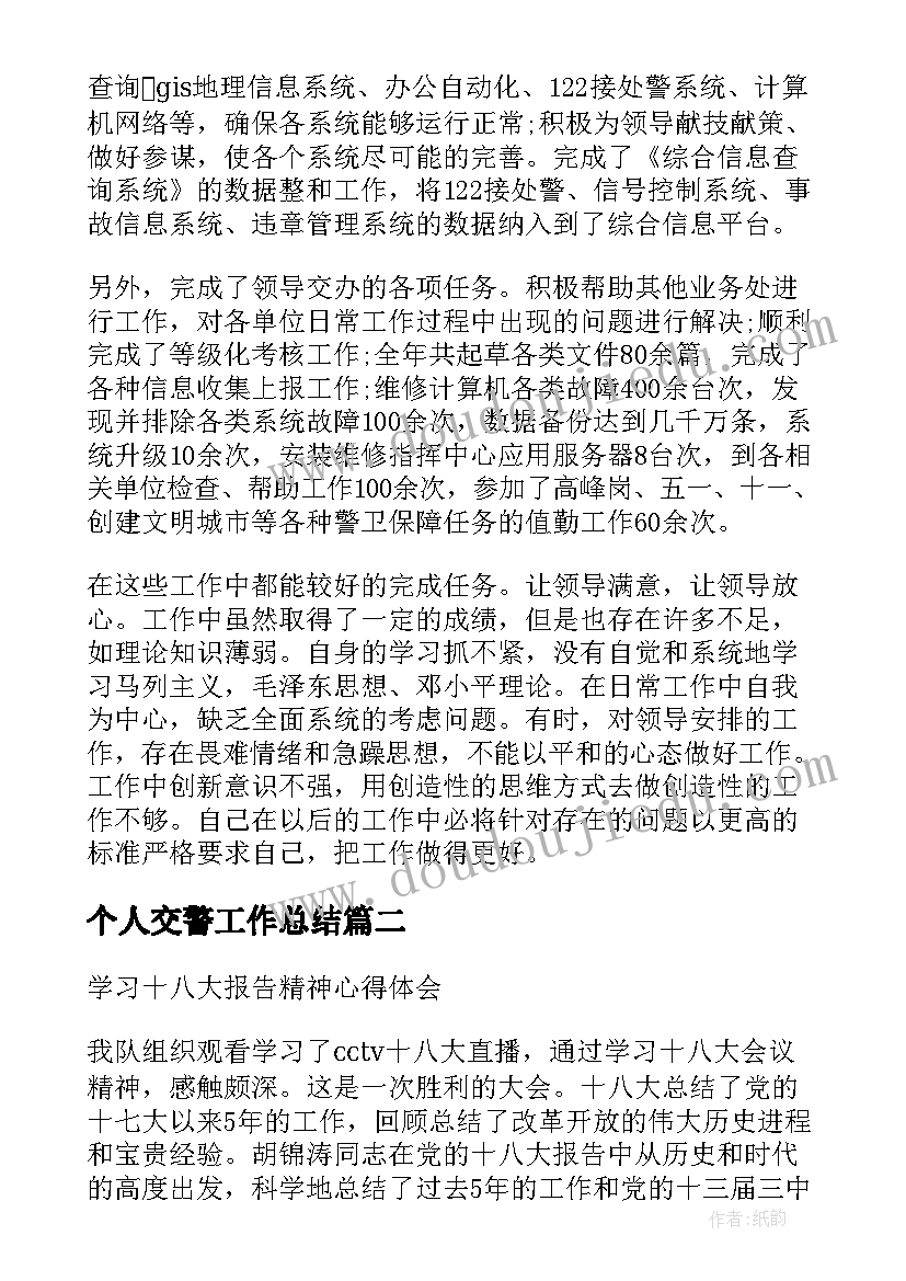 2023年个人交警工作总结(优质5篇)