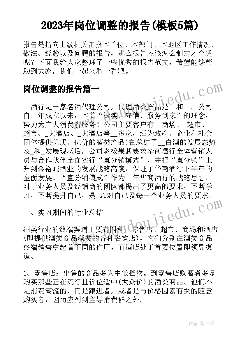 2023年岗位调整的报告(模板5篇)