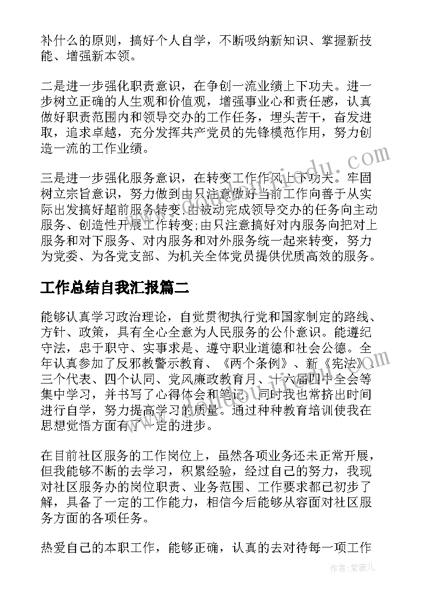 2023年工作总结自我汇报(实用9篇)