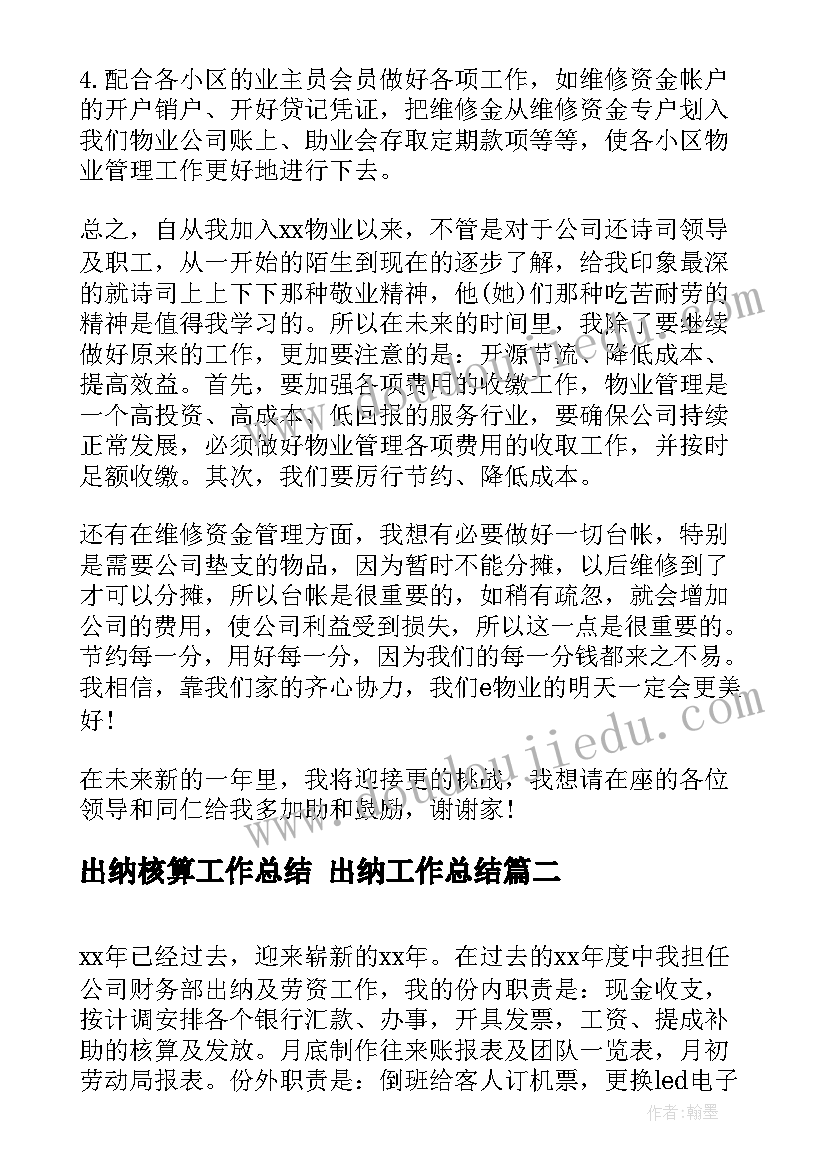 出纳核算工作总结 出纳工作总结(优秀9篇)