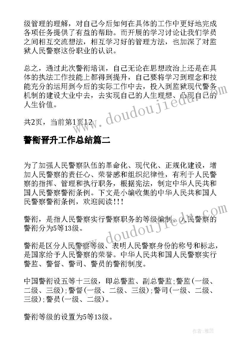 2023年警衔晋升工作总结(实用5篇)